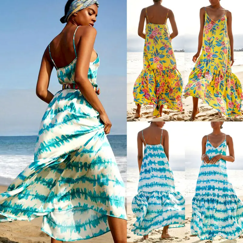 Женские летние богемные макси платья вечерние пляжные длинные платья|Женские