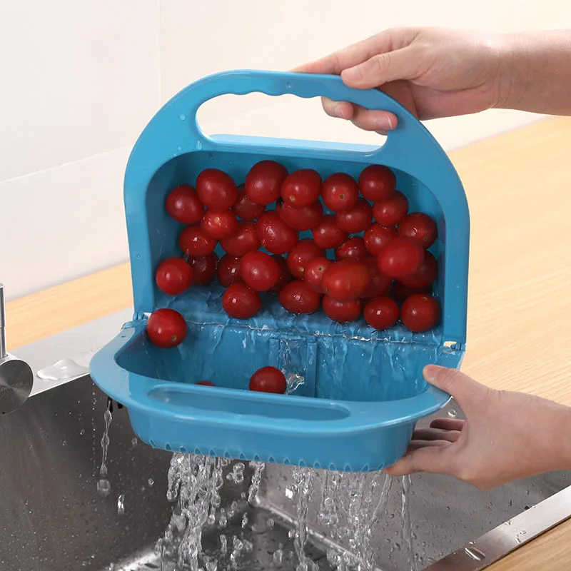 

Foldable Sink Drain Basket Plastic Washing Vegetable Fruit Drain Storage Box Bowl Plate Drain Rack Shelf Kitchen Accessories