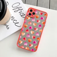 fashion gradient love heart leaf pattern case for iphone 7 8 plus se 2020 13 11 12 pro max x xs max xr hard cover with hearts