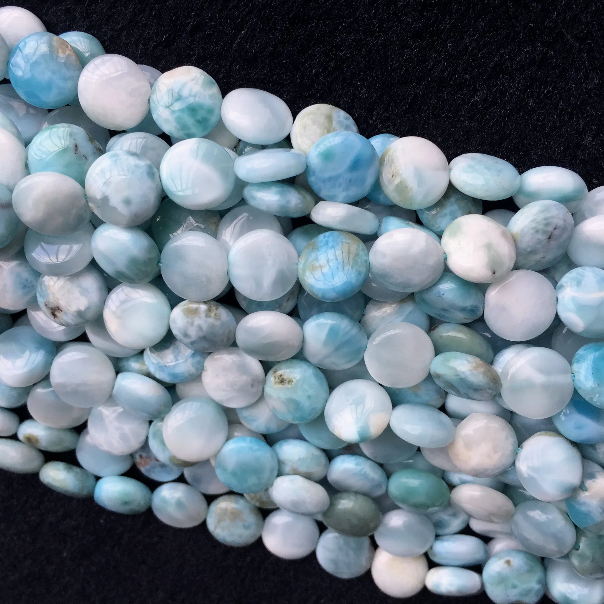 Высокое качество натуральный Синий Ларимар плоский диск монета ожерелье или