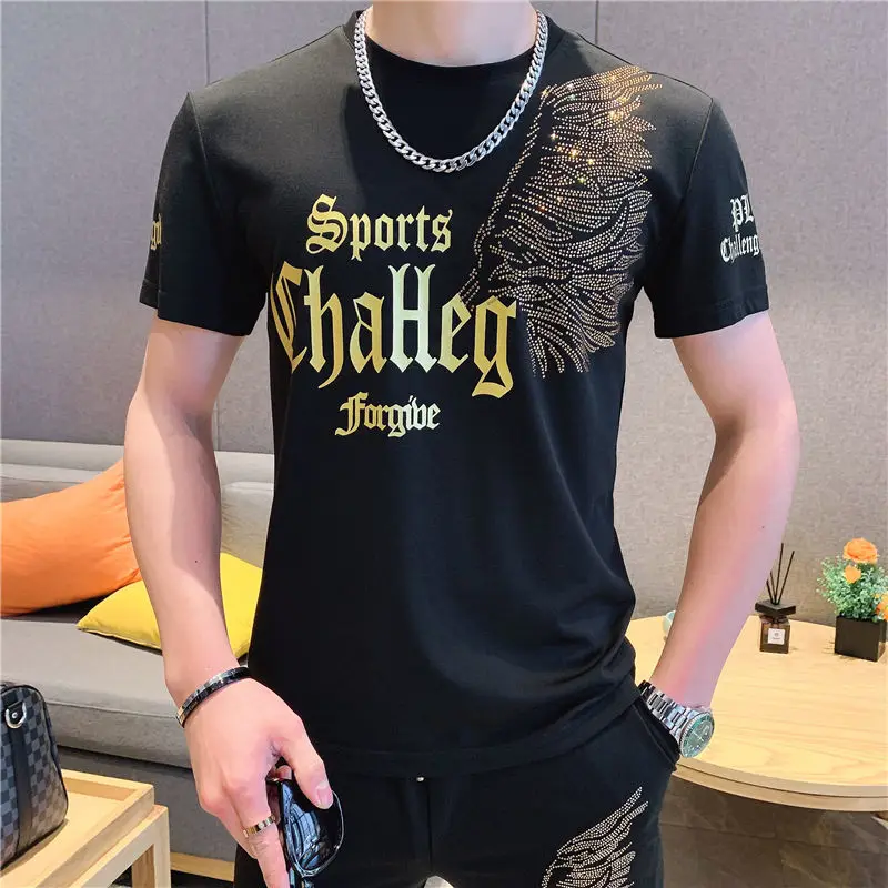 

Лидер продаж, мужской летний костюм для студентов, Корейская версия приталенного тренда, красивая одежда из ледяного шелка с коротким рукав...