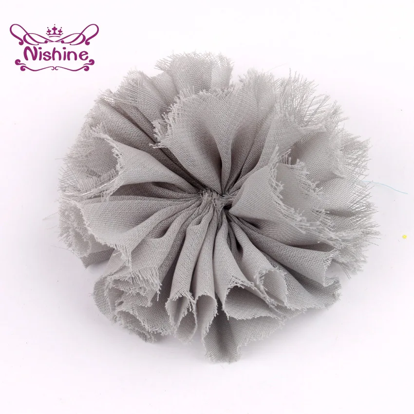 Nishine Shabby Chiffon Hair Flowers for Kids Baby Girls - Pack of 10, 2.8 - DIY Headband Clips - Fabric Soft Flowers Hair Accessories image 3