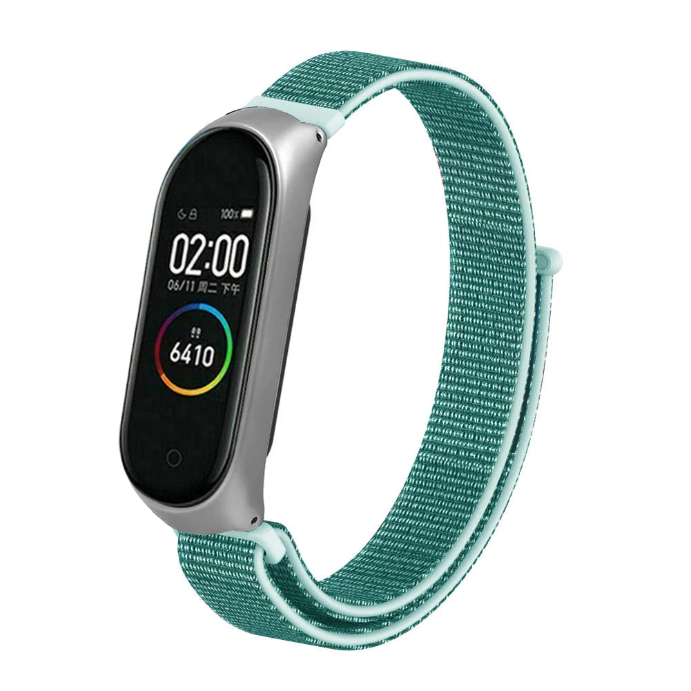 天空蓝 Смарт-браслет на запястье, ремешок для часов Xiaomi mi 3 4 mi Band 4 3, нейлоновый браслет, ремешок из нержавеющей стали - Цвет: 天空蓝