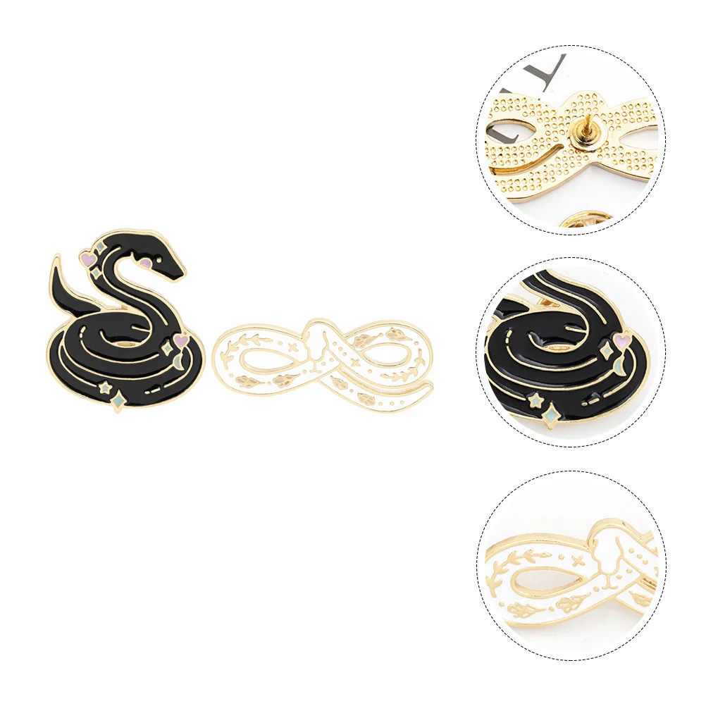 

2Pcs Decorative Brooch Cartoon Snake Shaped Breastpin Clothing Accessoty Gift