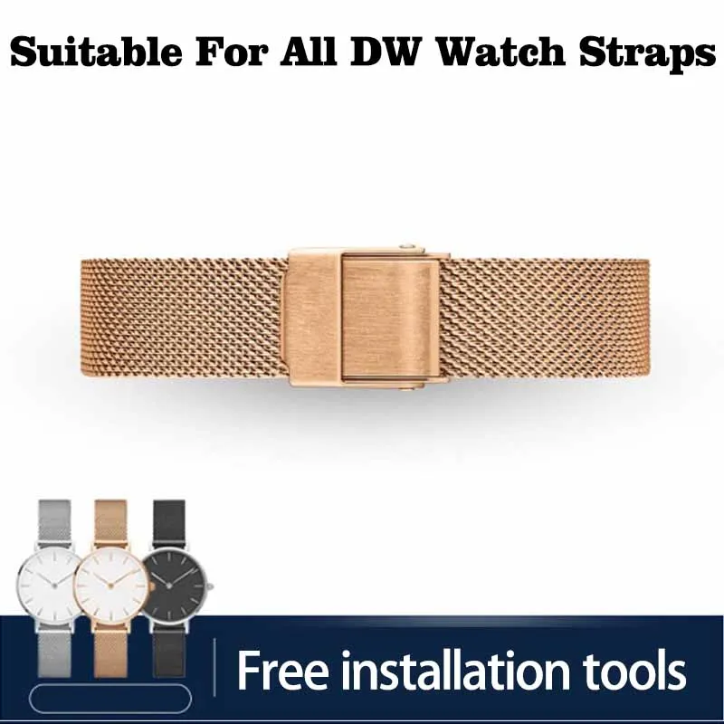 

14mm Men Watch Strap for DW Watch Stainless Steel Bracelet Women Waterproof Stainless Steel Ultra-thin Strap Metal Watch Bank