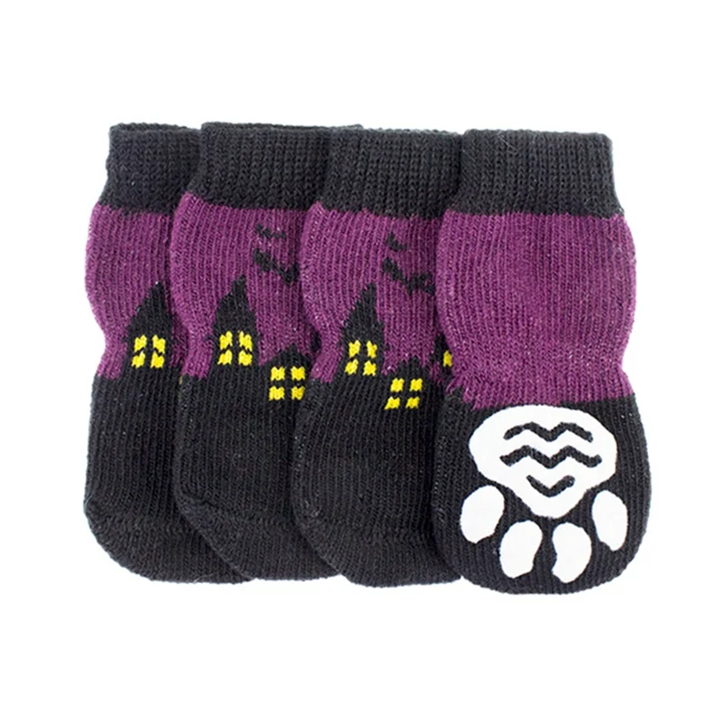 

Halloween Pet Dog Socks Cotton Antiskid Socks Pumpkin Bat Print Claw Protector