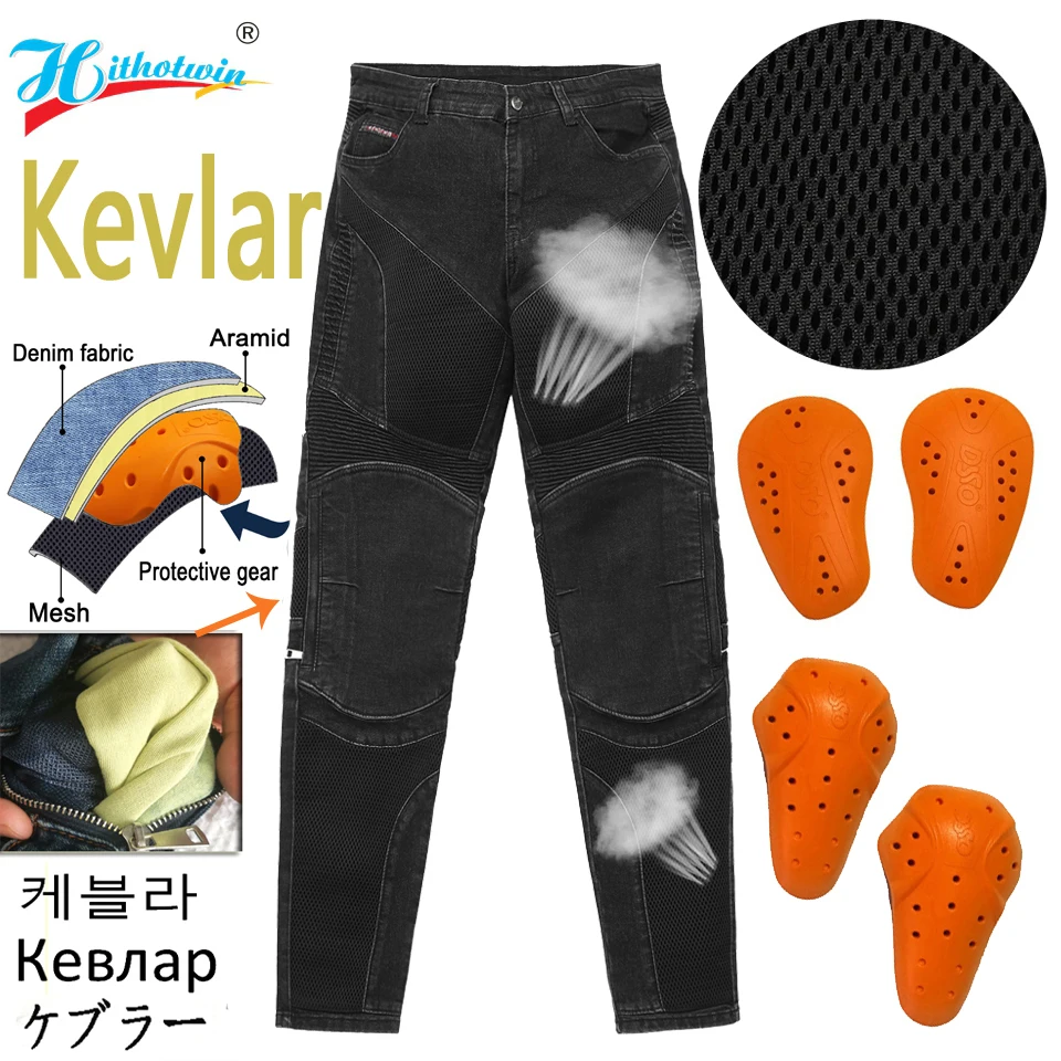 Motorcycle Men's Aramid Motocross Casual Motorbike Touring Motocycle Jeans Trousers Protective Gear