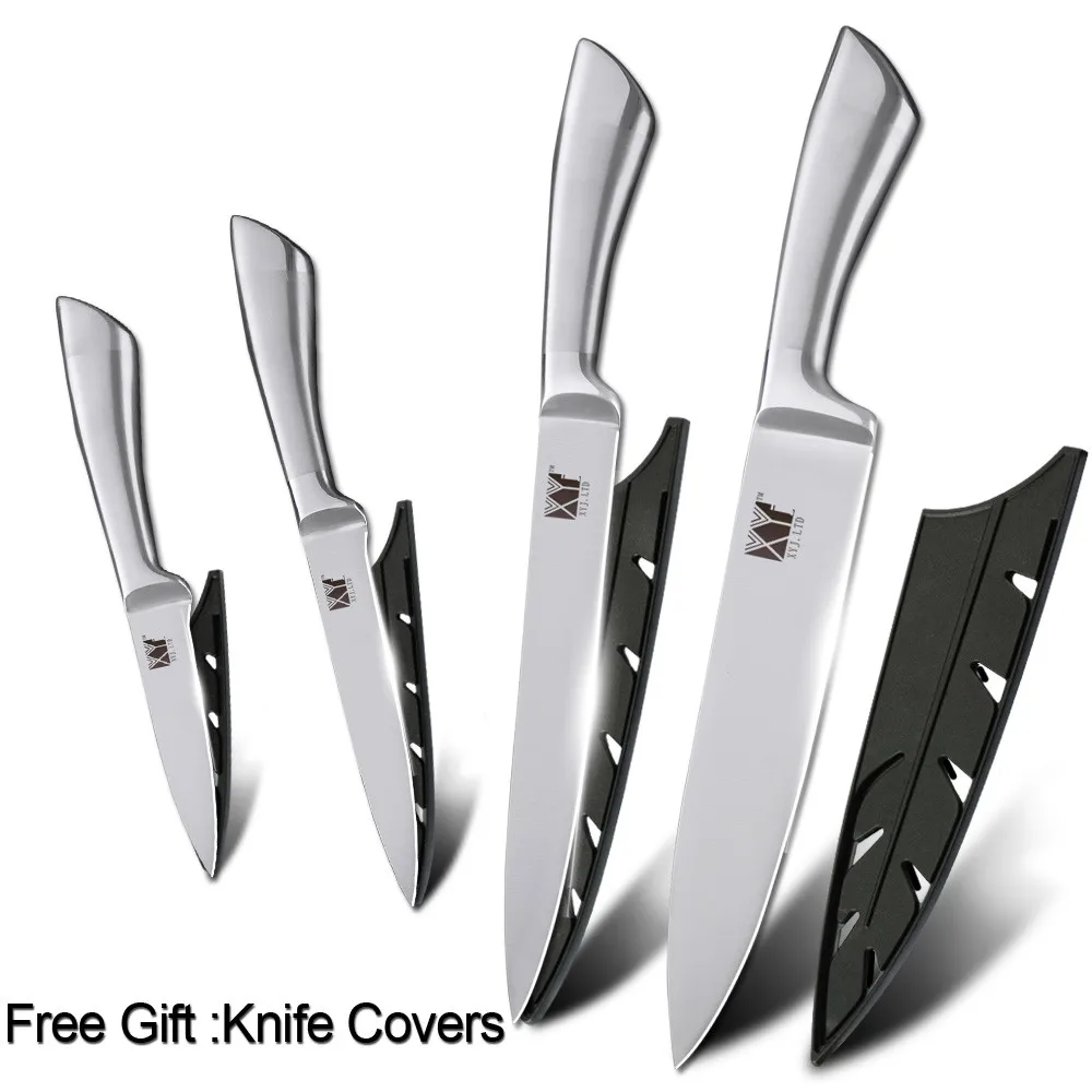 B.4 pcs set XYj 7cr17 набор кухонных ножей из нержавеющей стали, фруктовый нож Santoku, нож для нарезки хлеба, нож для приготовления пищи, цельные ножи - Цвет: B.4 pcs set