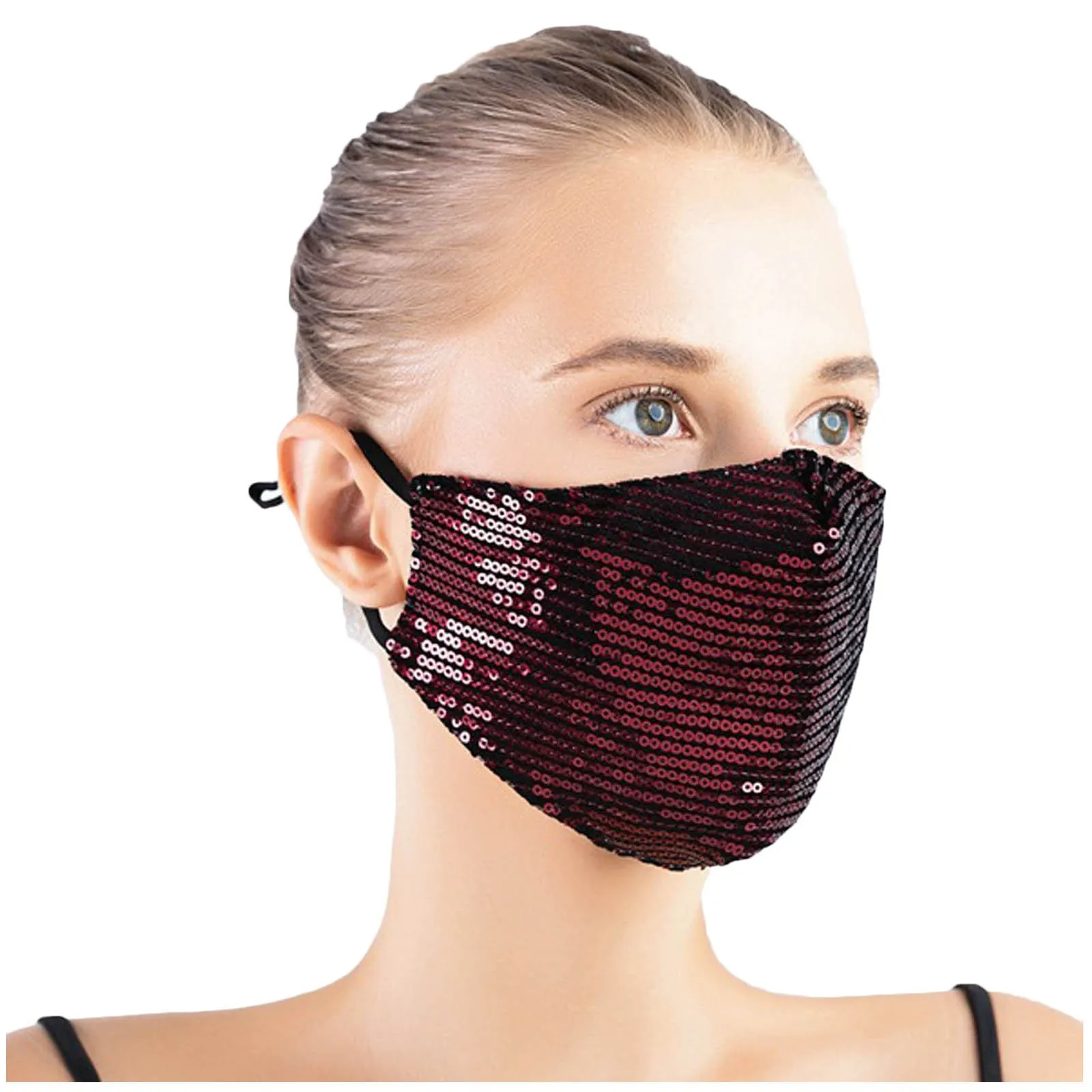 

Colorful Bling Sequin Mask For Face Drill Breathable Mouthmask Elegant Face Masks For Women Girls Halloween Cosplay Dress