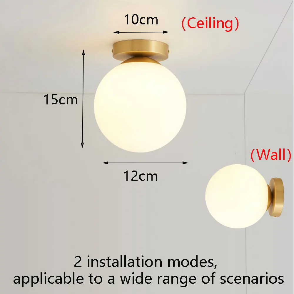 $65.26 Nordic S Dia 12cm Acrylic Ball Ceiling light 2 way Wall decoration modern Staircase Balcony Corridor porch Bedside Ceiling lamp