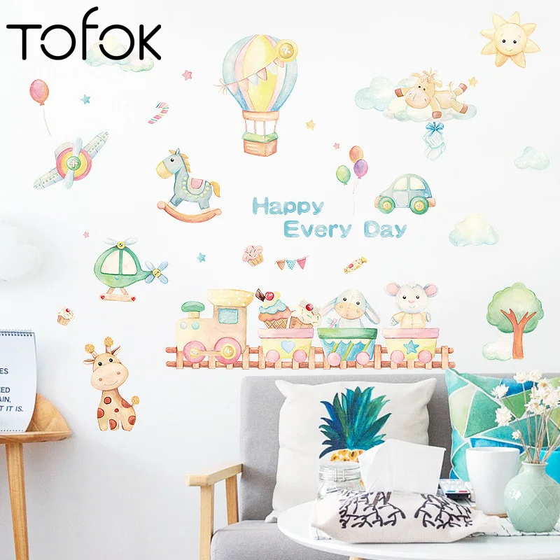 

Tofok Cartoon Happy Every Day Balloon Decoration Wall Stickers Children Bedroom Living Room Wall Decals Nursery Wall Decoration