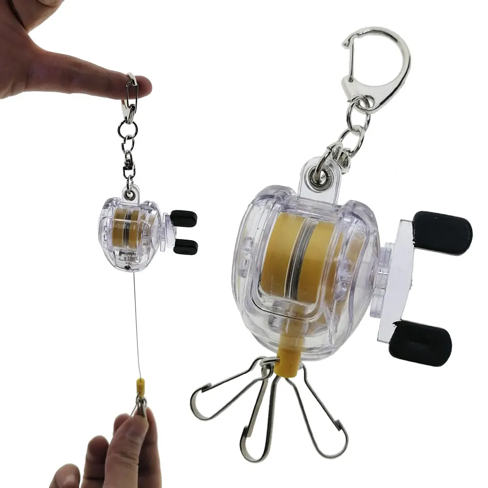 Fly Fishing Reel Keychain Retractable Tackle Key Ring With Snap Hook