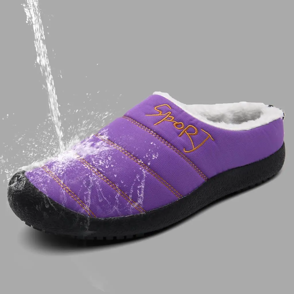 

Pop Winter Slippers for Men and Women Warm Indoor Shoes Waterproof Non-slip Home Shoes with Fur Inside Big Size