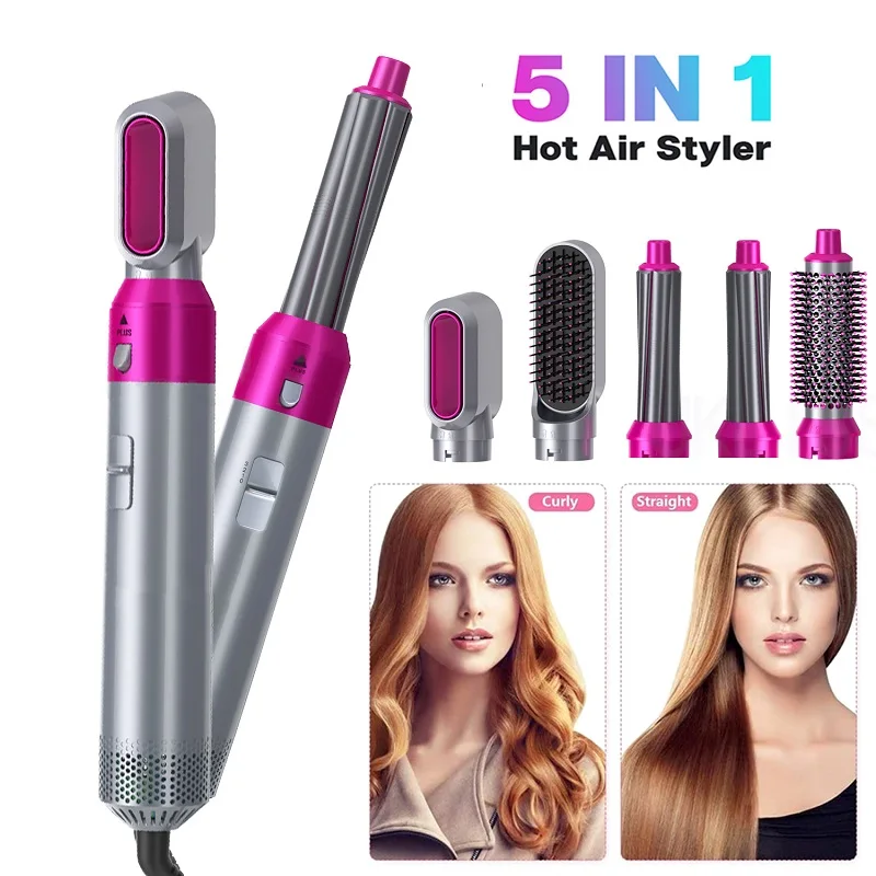 

5 in 1 One Step Hair Dryer Hot Air Volumizer Brush Blow Dryer Styler Rotating Straightening Curling Negative Ion Hairstyle Tools