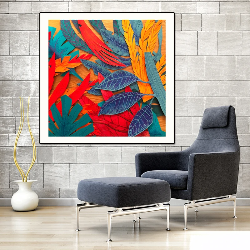 Холст настенные художественные картины красочные листья прикроватные на стене
