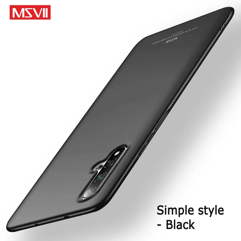 Simple black Honor 20 Pro Чехол Msvii Тонкий матовый чехол для huawei Honor 20 10 Lite 20i Чехол Жесткий PC чехол для huawei Honor View 20 V20 чехол s - Цвет: Simple black