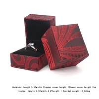 new retro red square golden silk brocadejewelry ring box built in plush card slot for female birthday wedding anniversary gifts
