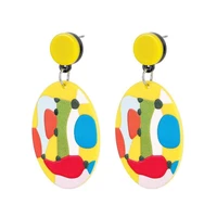 painting acrylic earring 3d printing exaggerated design sweet mixed color beach holiday earrings jewelry