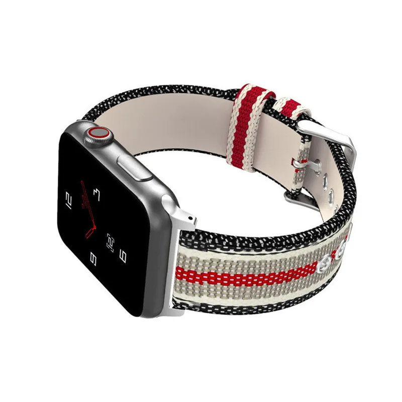 Нейлоновый ремешок для Apple Watch 40 мм 44 серия 4 iWatch кожаный 38 42 3 2 1 сменный