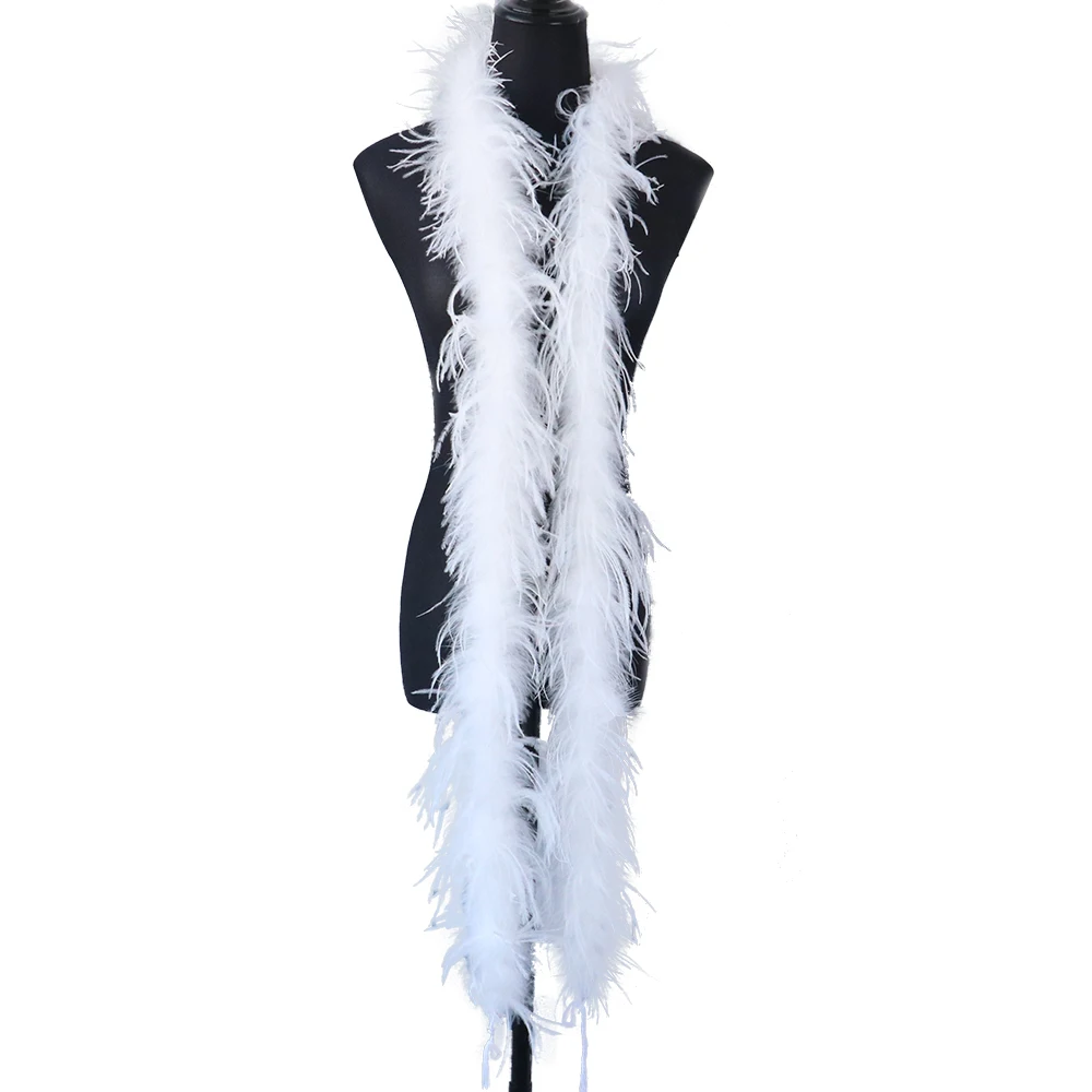 Перья окрашенное перо страуса боа белые декоративные перья шаль шарф лента для