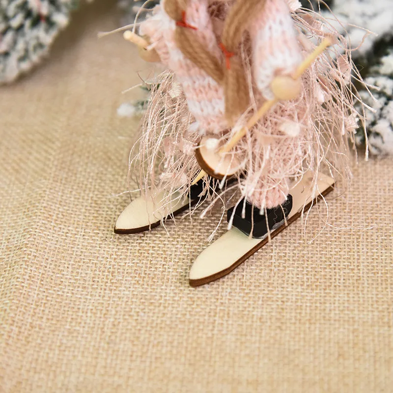 Новый год 2021 рождественские украшения деревянные кисти из волокна пряжи Лыжная