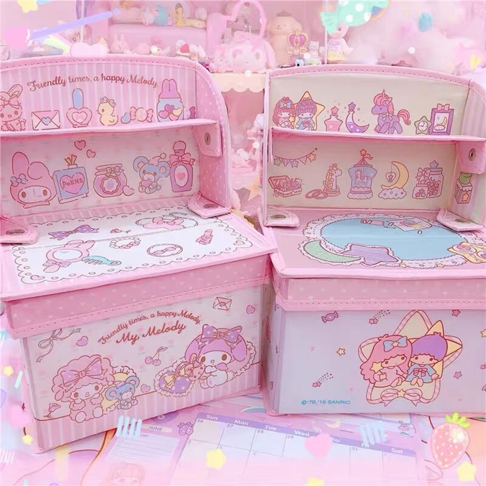 

Beauty Girl Gift PU Pink Cosmetic Storage Boxes Folding Multifunction Nonwoven Make Up Container Bag Case Jewelry Storage Boxes