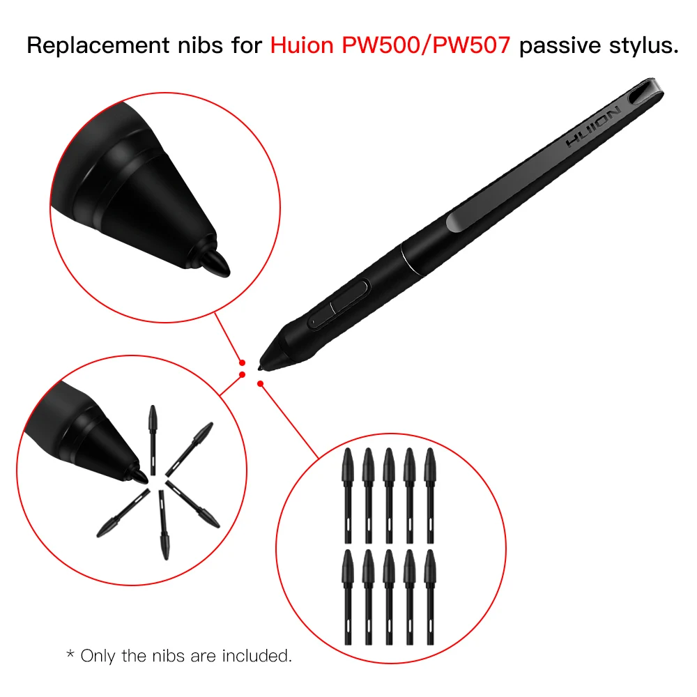 Сменные наконечники для пера Huion PN05 10 шт. совместимые со стилусом графического