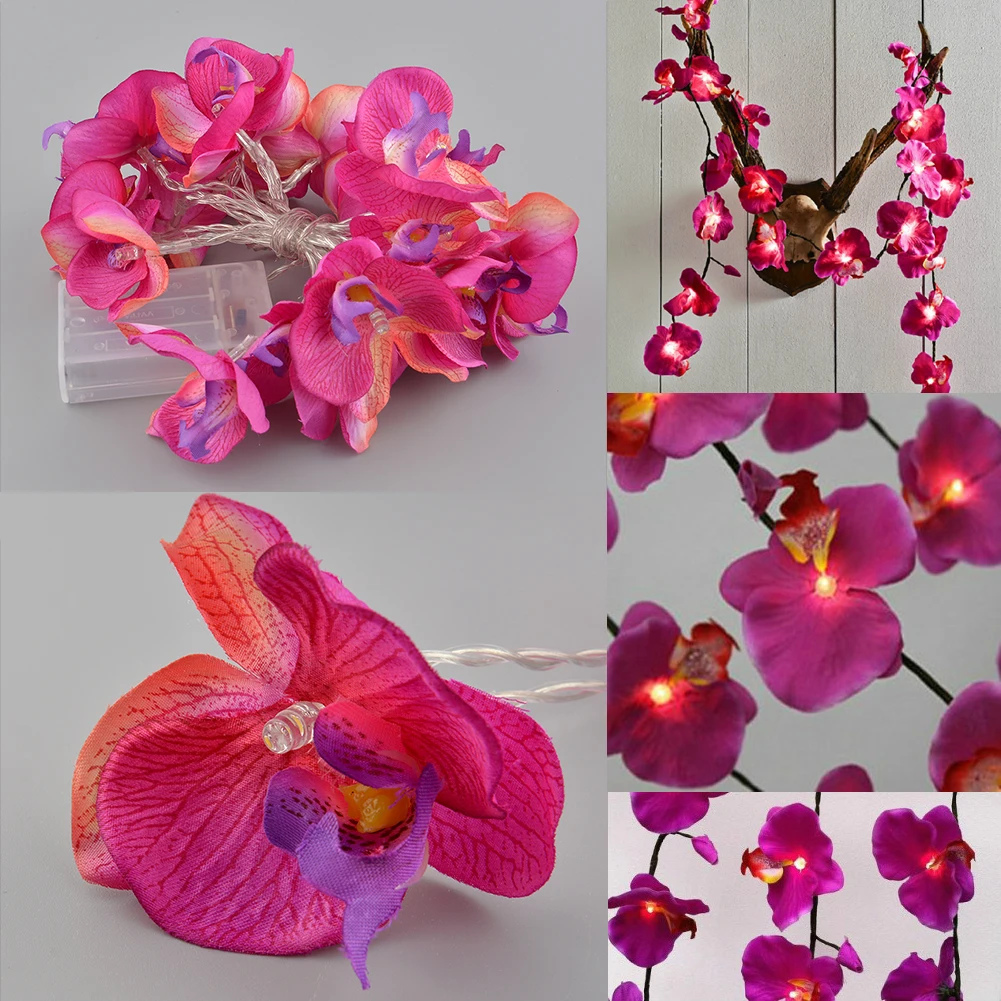 Красивый 20LED цветок цимбидиума орхидеи романтический фиолетовый декор свет