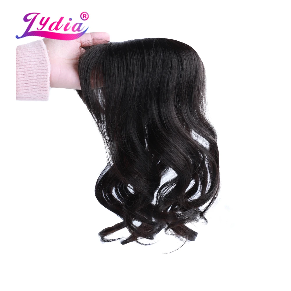 Lydia For Women Curly Synthetic Mixed Hair Extensions Toppers With Bangs Clips In Hairpiece Natural Black Hairline Wig 16Inch | Шиньоны и