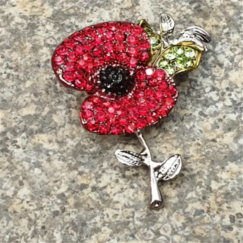 

Red Poppy Brooch/ Pin Lest We Forget.Remembrance Day Brooch Poppy Flower Enamel Badge.Women Men WWI, WWII, World War, Memorial