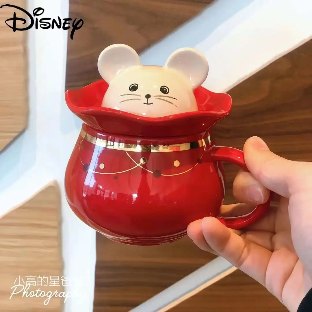 

Disney ceramic material cartoon cute Mickey Mouse mug simple casual large capacity breakfast cup coffee cup