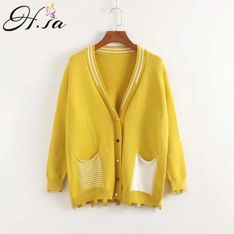 

Hsa Autumn Winter Women Cardigans 2020 V neck Harajuku Outwear Casual Knit Tops Warm Fashion Korean Women Winter Clothes Jumper