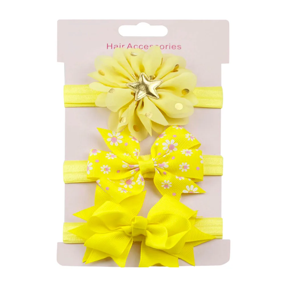 Повязка на голову детская эластичная с цветочным принтом 3 шт. набор для волос |