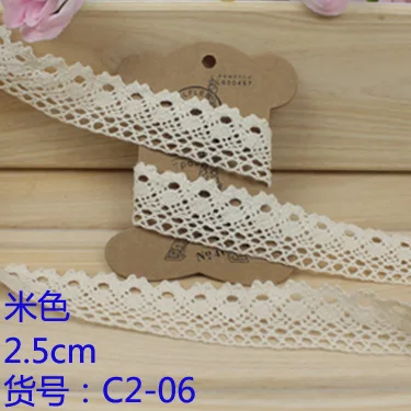 Кружевная лента 25 мм бежево-белая хлопковая ручная работа Свадебная вечеринка