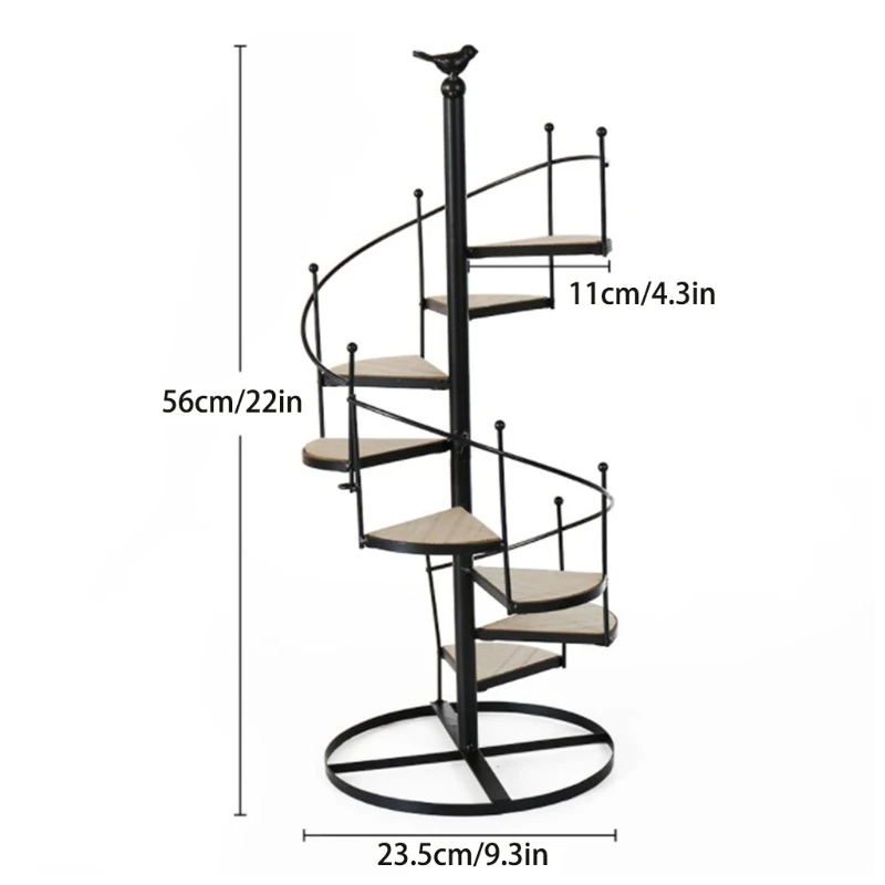 

Nordic Modern Vintage Iron Planter Rack Swirl Stairs 8 Tier Plant Stand Flower Pot Herbs Holder Display Potted Shelf Organizer