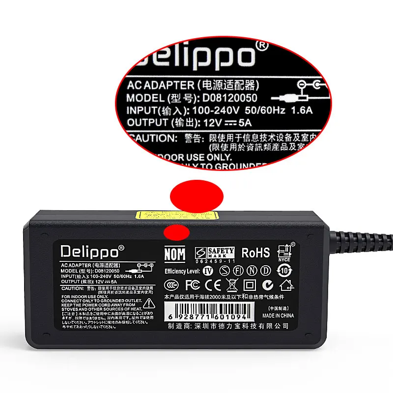 Delippo wholesal 30PCS AC Converter Adapter DC 12V 5A 60W 3A4A5A Power Supply Charger for Aoc Asus monitor LCD LED Strip light