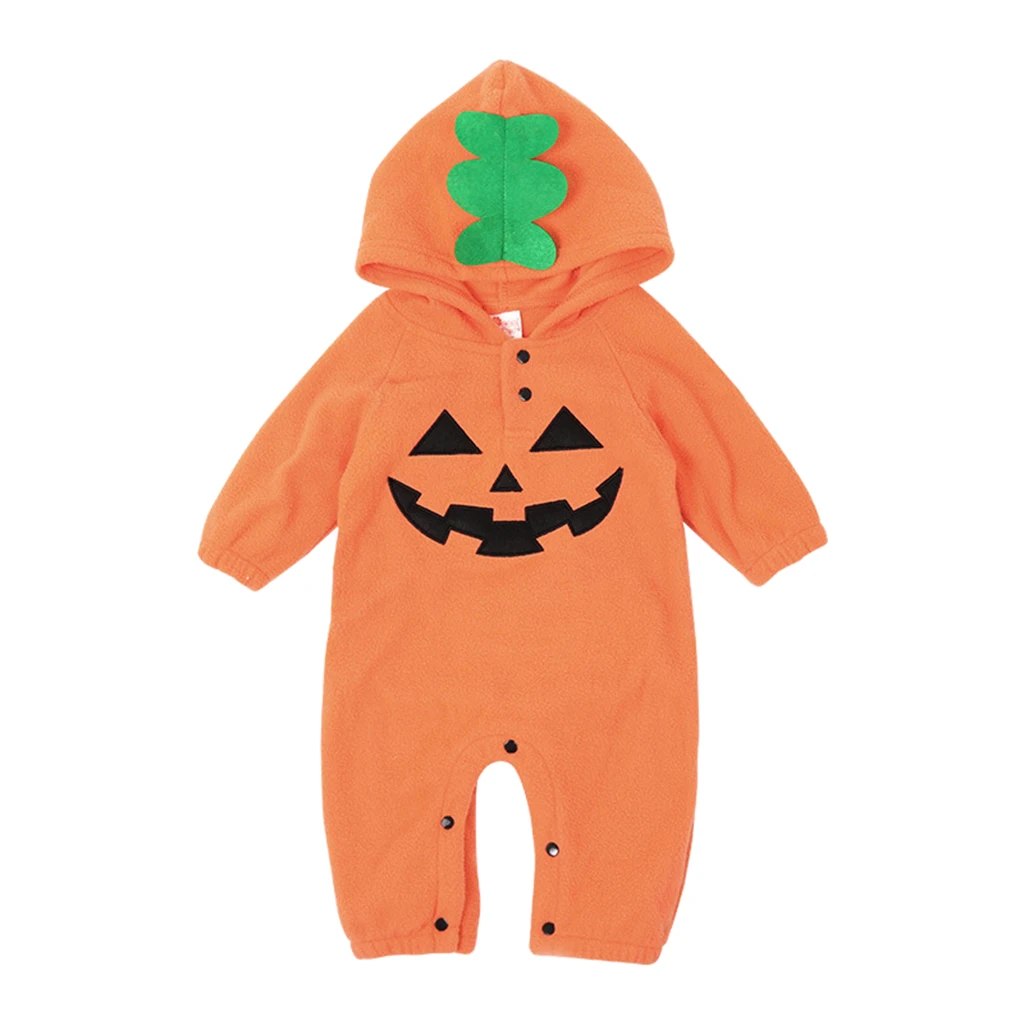 

Newborn Baby Boy Girl Hooded Halloween Pumpkin Romper Jumpsuit Warm Clothes Suit