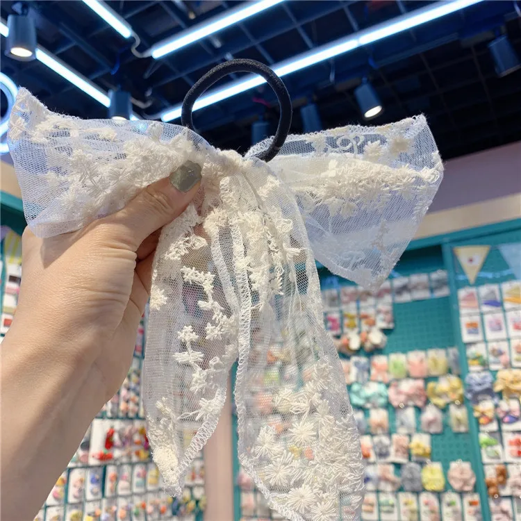 Модные кружевные заколки для волос с кисточками и бантом милая повязка на голову