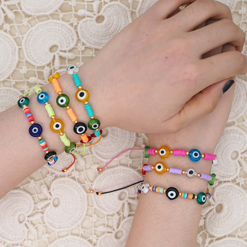 Богемского стекла Злой Глаз бусина цепи браслеты с брелоками для женщин разных