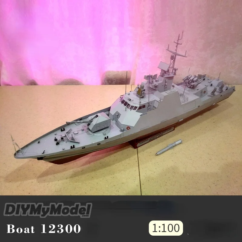 Rompecabezas de juguete hecho a mano de escorpi&oacute;n ruso, barco de escudo peque&ntilde;o, modelo de papel artesanal, bricolaje 1:100-0
