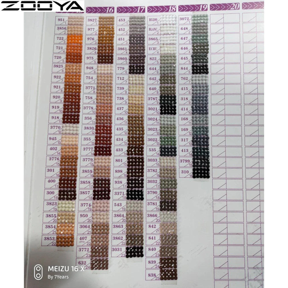 

DIY 5D diamond painting color square/round diamond embroidery DMC chart finished identification table contrast tool