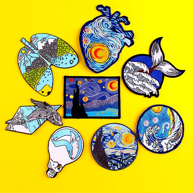 Нашивка с рисунком Ван Гога патч сердцем вышитые патчи для одежды половые КИТ