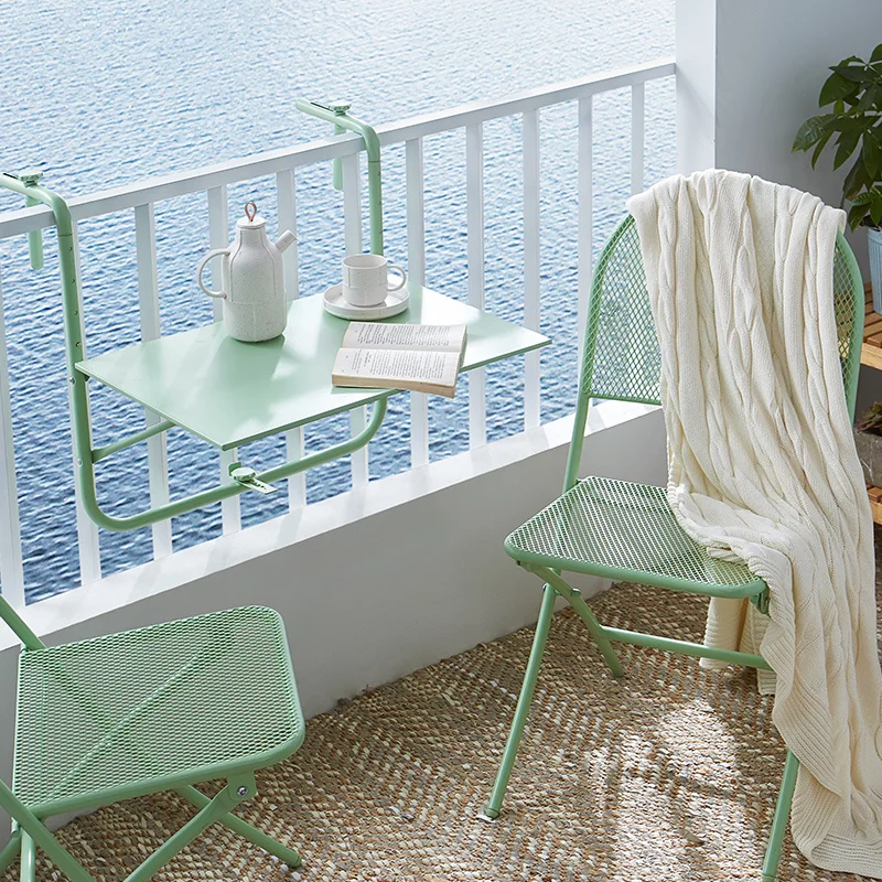 

Balcony table and chair three-piece combination wrought iron folding table and chair outdoor courtyard cafe leisure table and ch
