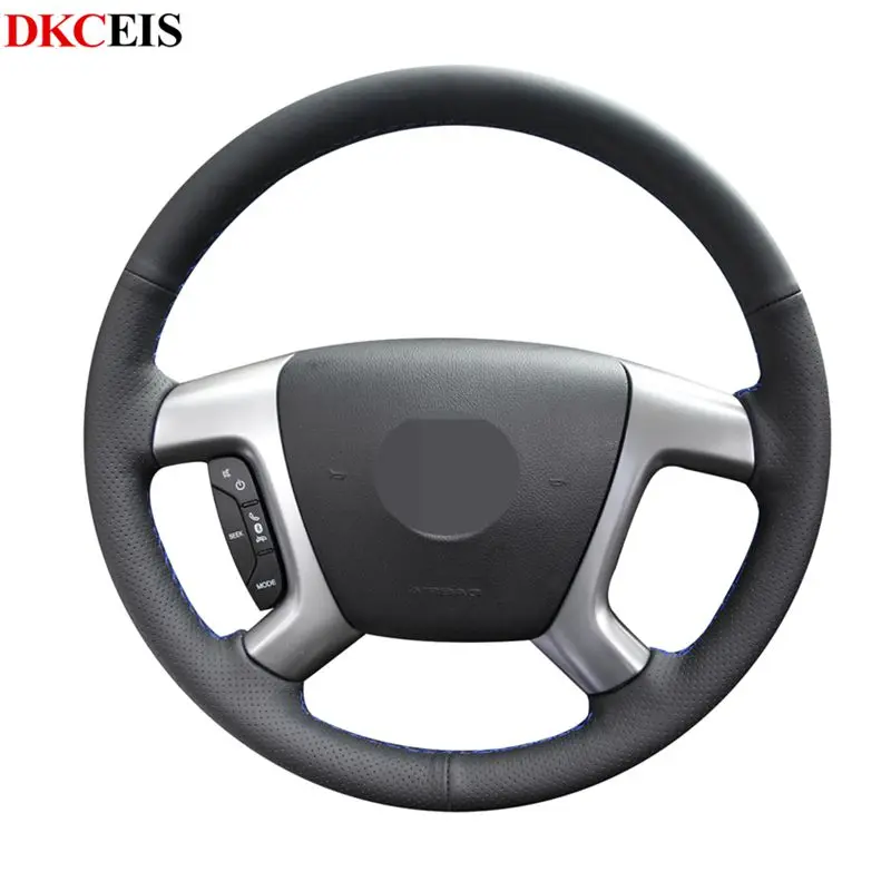 Сшитые вручную черные мягкие чехлы рулевого колеса автомобиля из искусственной