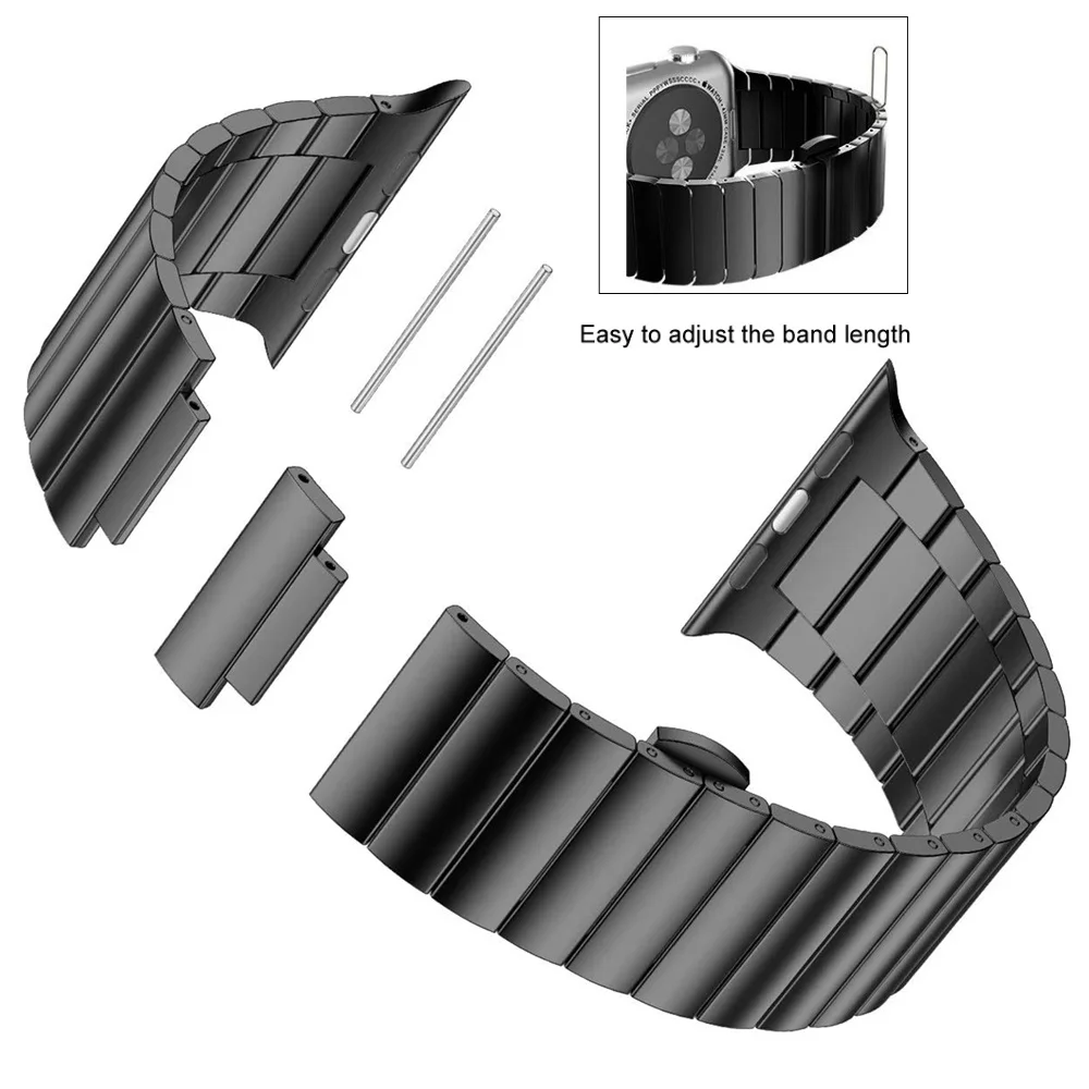 

for apple watch 6 band 44mm 40mm series 5 4 3 strap 42mm 38mm for iwatch se Link Bracelet Upgraded adapter Stainless Steel bands
