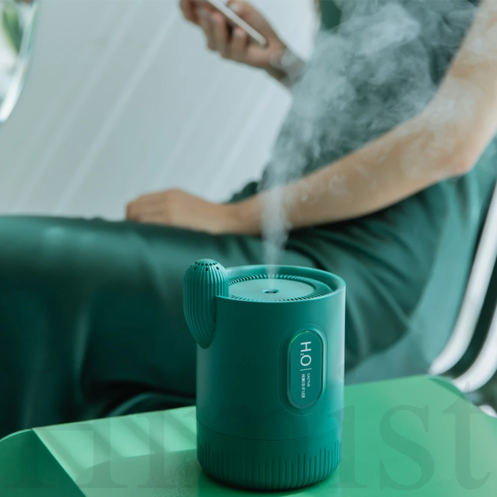 

Portable Wireless air Humidifier 2000mAh Rechargeable Built-in Battery Cactus Ultrasonic Cool Mist Aroma Essential Oil Diffuser