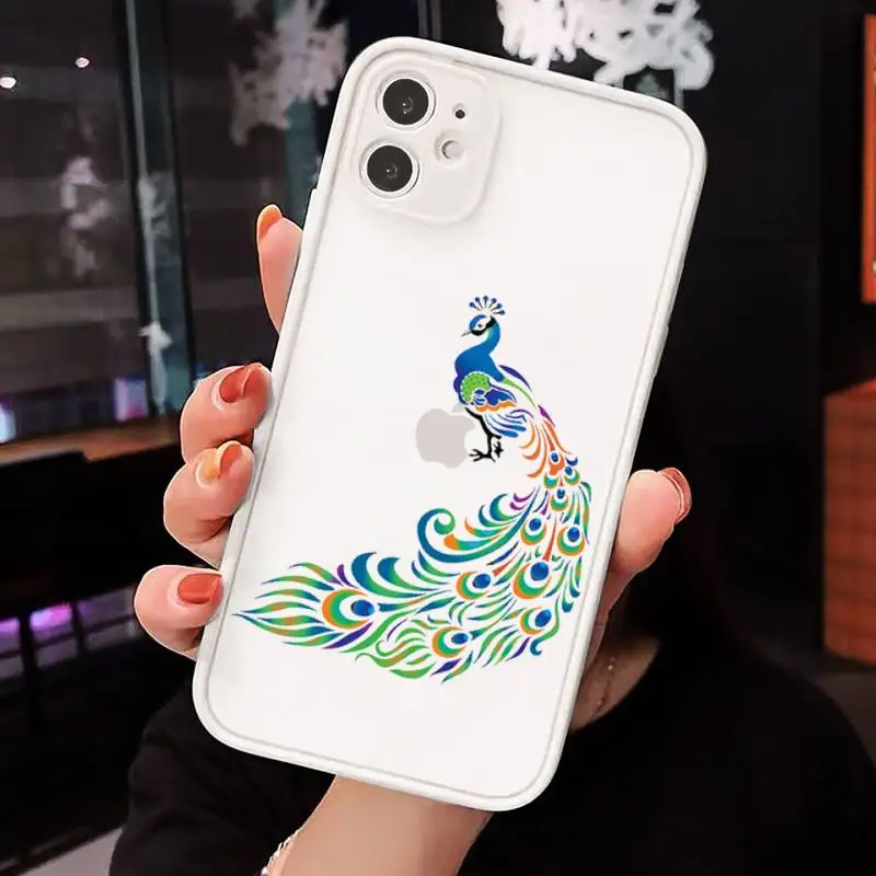 

peacock cartoon animal Phone Cases matte transparent For iphone 7 8 11 12 plus mini x xs xr pro max cover