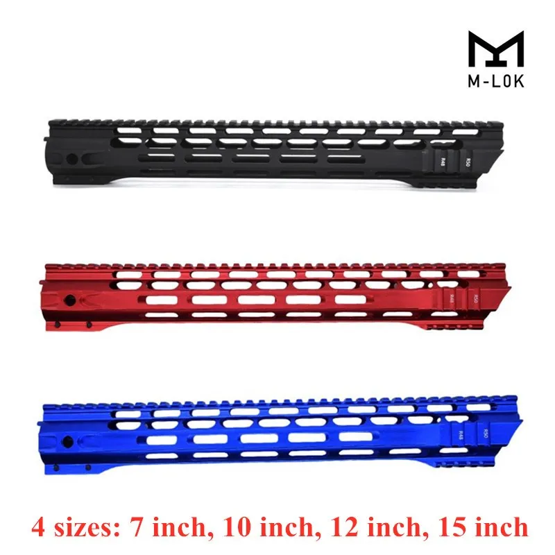 

AR15 M4 AEG M16 7 10 12 15 Inch Free Float M-Lock Quad Rail Handguard Picatinny Rail with Barrel Nut for Hunting(Black/Red/Blue)
