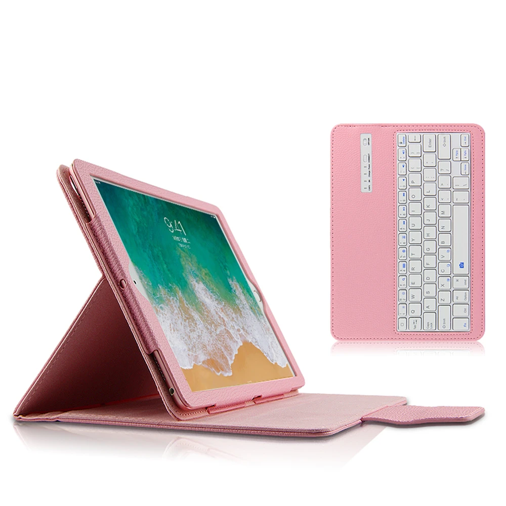 Чехол с клавиатурой для iPad Pro 12,9, чехол для планшета, чехол Litchi из искусственной кожи, чехол-книжка со съемной клавиатурой Blutooth