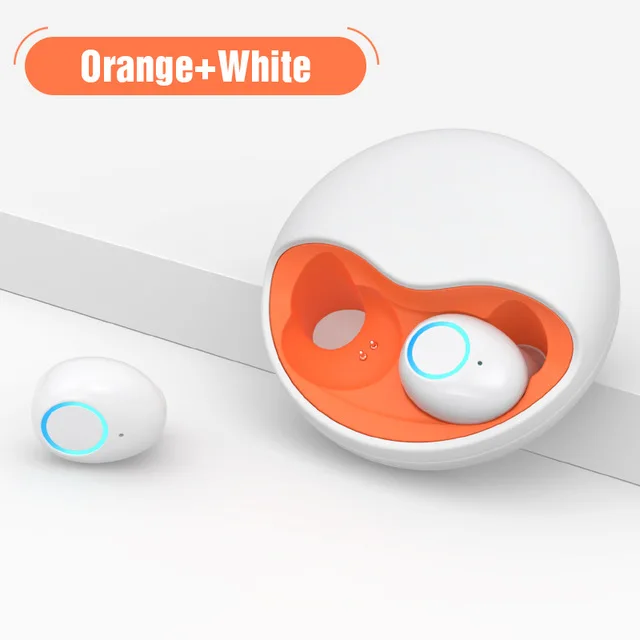 Гарнитура TWS настоящие беспроводные наушники Bluetooth наушники Handsfree переносной зарядный чехол Авто пара в ухо для iPhone samsung Xiaomi - Цвет: White and orange